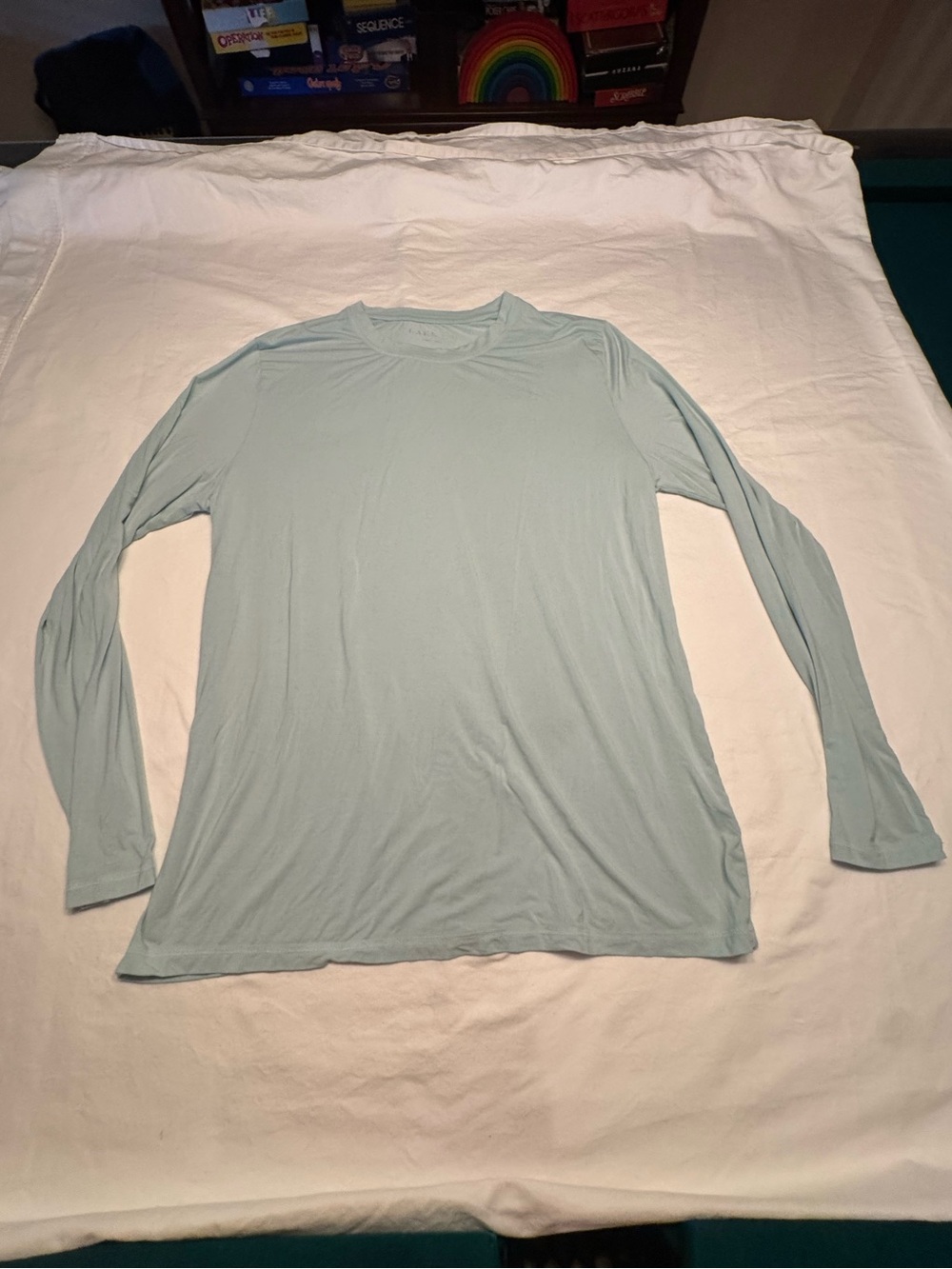Lake Men's Long Sleeve Bamboo Tee in Polar Blue Size Large